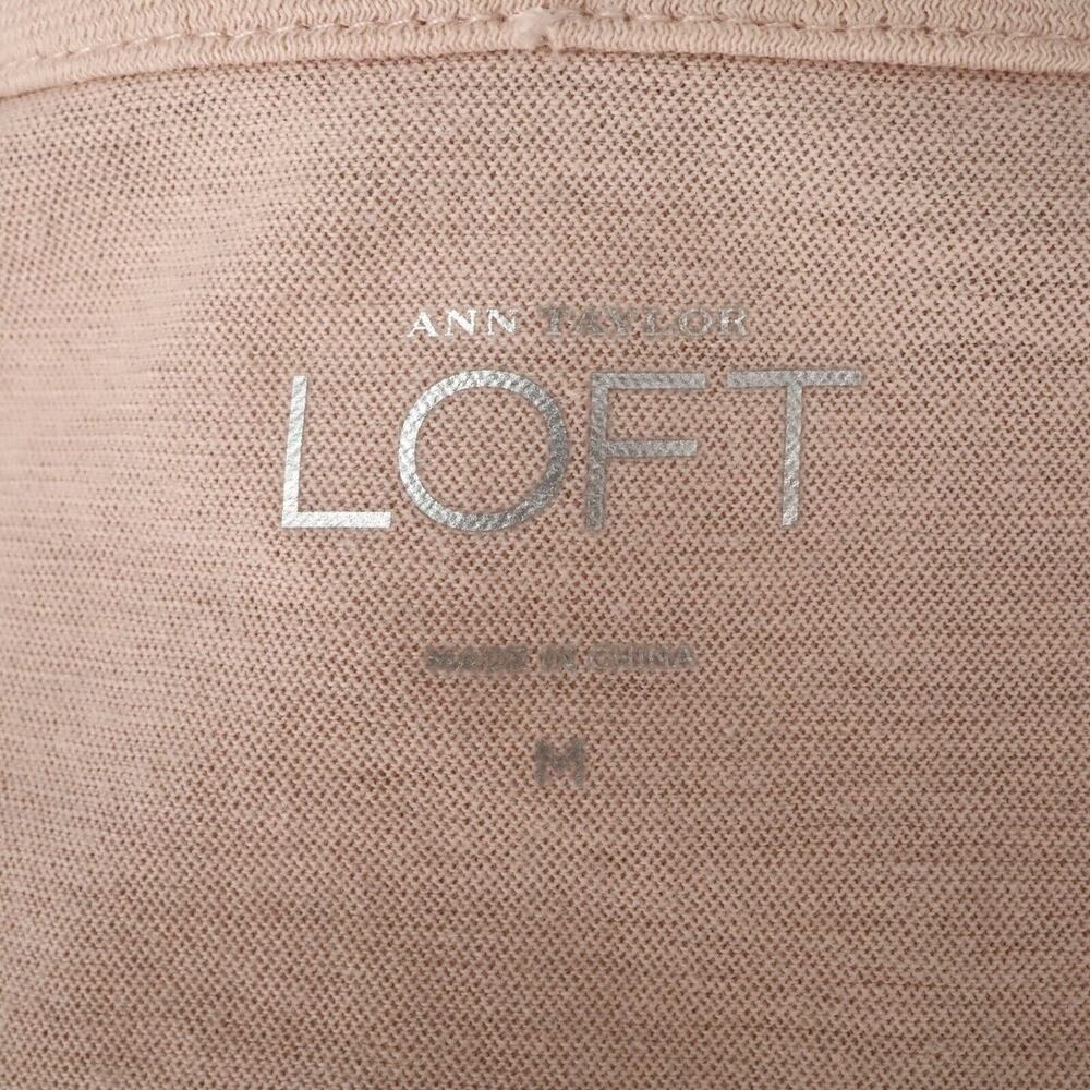 Loft Top Womens Medium Pale Pink Blouse Rhinestones Stretch Knit T-shirt Coastal - Picture 3 of 12
